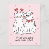 Cute Valentijn Cat Couple Briefkaart (Voorkant)