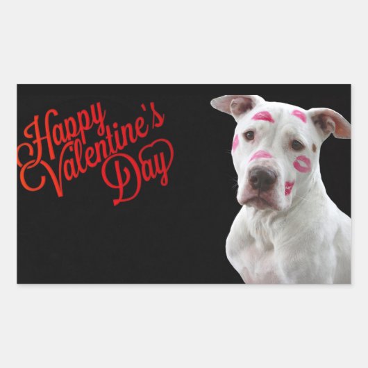 Cute Valentijn Dog Rechthoekige Sticker (Voorkant)