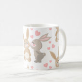 Cute Valentijn Enamored Bunnies Koffiemok (Voorkant rechts)