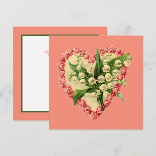 Cute  Valentijn florale hartslag Feestdagenkaart (Voorkant / Achterkant)