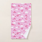Cute Valentijn Flying Airplane Red Pink Hearts Bad Handdoek (Handdoek)