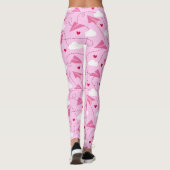 Cute Valentijn Flying Airplane Red Pink Hearts Leggings (Achterkant)