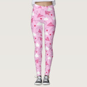 Cute Valentijn Flying Airplane Red Pink Hearts Leggings (Voorkant)