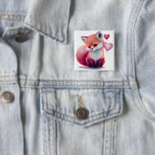 Cute Valentijn Fox Vierkante Button 5,1 Cm (In situ)