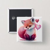 Cute Valentijn Fox Vierkante Button 5,1 Cm (Voorkant /achterkant)