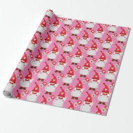 Cute Valentijn Girl Gnome Pattern Cadeaupapier