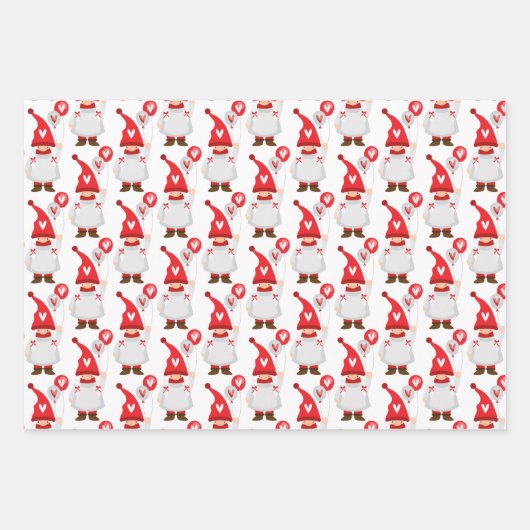 Cute Valentijn Girl Gnome Pattern Inpakpapier Vel (Voorkant 2)