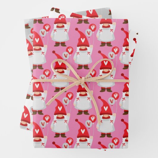 Cute Valentijn Girl Gnome Pattern Inpakpapier Vel (In situ)