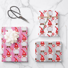 Cute Valentijn Girl Gnome Pattern Inpakpapier Vel