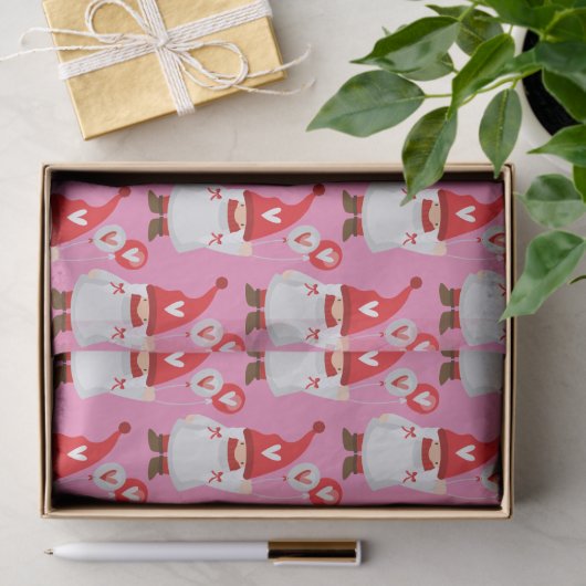 Cute Valentijn Girl Gnome Pattern Tissuepapier (Geschenk)