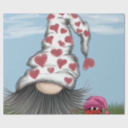 Cute Valentijn Gnome Cadeaupapier (Vlak)