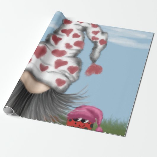 Cute Valentijn Gnome Cadeaupapier (Uitgerold)