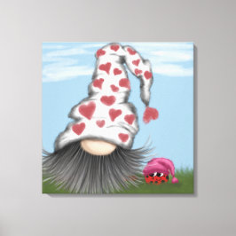 Cute Valentijn Gnome Canvas Afdruk