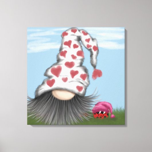 Cute Valentijn Gnome Canvas Afdruk (Voorkant)