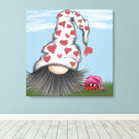 Cute Valentijn Gnome Canvas Afdruk (Insitu (Houten vloer))