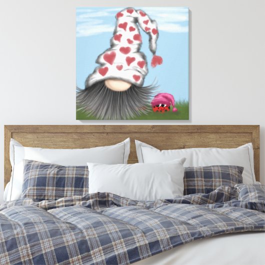 Cute Valentijn Gnome Canvas Afdruk (Insitu (Slaapkamer))