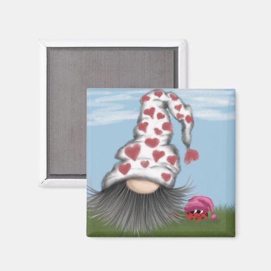 Cute Valentijn Gnome Magneet (Voorkant / Achterkant)