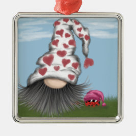 Cute Valentijn Gnome Metalen Ornament