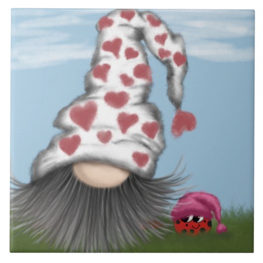 Cute Valentijn Gnome Tegeltje (Voorkant)