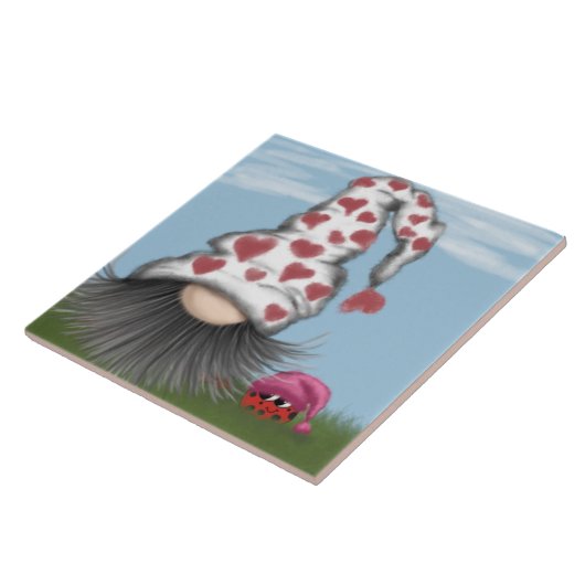 Cute Valentijn Gnome Tegeltje (Zijkant)