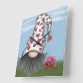 Cute Valentijn Gnome Vierkante Klok (Hoek)