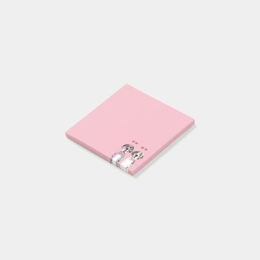 Cute Valentijn Great Dane Dogs Pink Red Post-it® Notes (Schuin)