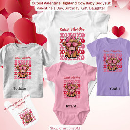 Cute Valentijn Hoogland Koe Peuter Kinderen T-shir Romper