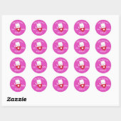 Cute Valentijn Kitty Cat Pink Ronde Sticker (Vel)