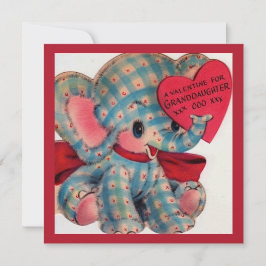 Cute  Valentijn kleindochter Elephant Notitiekaartje (Voorkant)