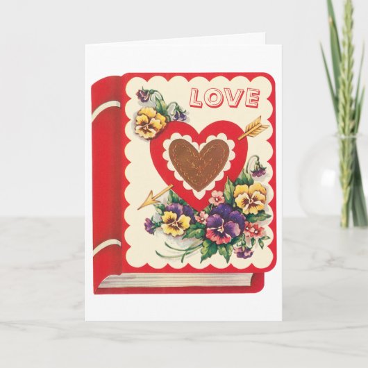  Cute Valentijn Love Book Heart and Flowers Feestdagen Kaart (Voorkant)