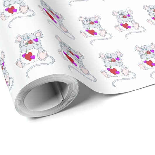 Cute Valentijn Mouse Cadeaupapier (Rol Hoek)