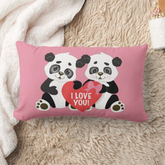 Cute Valentijn Panda Beren Roze Kussen (Deken)