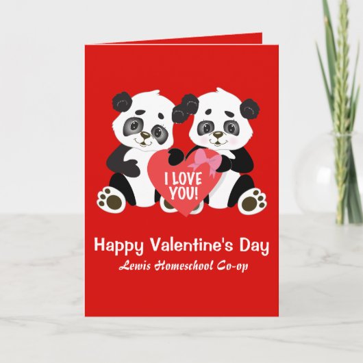 Cute Valentijn Pandas Homeschool Card Kaart (Voorkant)