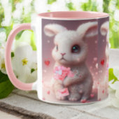 Cute Valentijn Rabbit holding Mail Personalized Mok