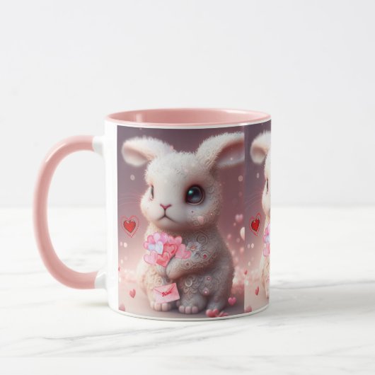 Cute Valentijn Rabbit holding Mail Personalized Mok (Links)