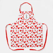 Cute Valentijn Red Heart Doodles Pattern Monogram Schort (Voorkant)