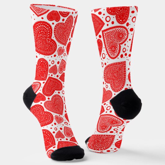 Cute Valentijn Red Lacy Hearts Sokken (Gebogen)