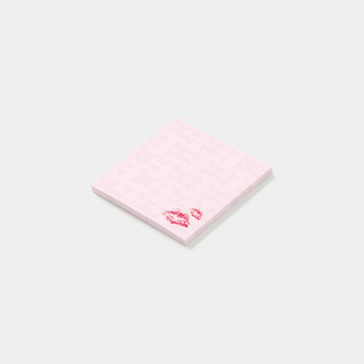 Cute Valentijn roze rode lips crème Post-it Notes (Schuin)