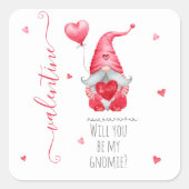 Cute Valentijn zal jij mijn Gnomie zijn Vierkante Sticker (Voorkant)