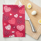 Cute Valentijns harten patroon Theedoek (Quarter Fold)