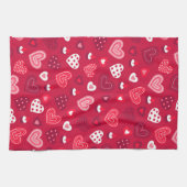 Cute Valentijns harten patroon Theedoek (Horizontaal)