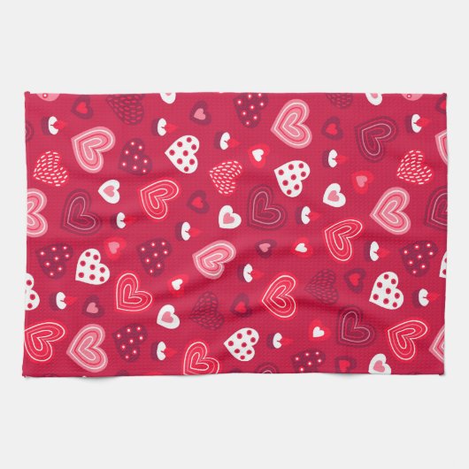 Cute Valentijns harten patroon Theedoek (Horizontaal)