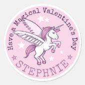 Cute Valentijns  Magic Unicorn Name Ronde Sticker (Voorkant)