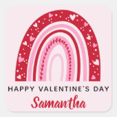Cute Valentijns Rainbow Personated Vierkante Sticker (Voorkant)