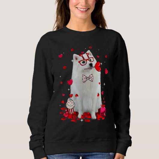 Cute Valentijnsdag Amerikaanse Eskimo-hond Hart Co Trui (Voorkant)