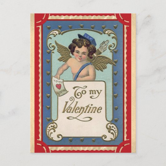 Cute  Valentijnsdag Angel Cherub Letter Briefkaart (Voorkant)