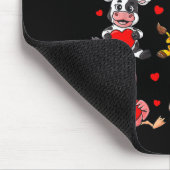 Cute Valentijnsdag Animals Holding Heart Boys Gi Muismat (Hoek)