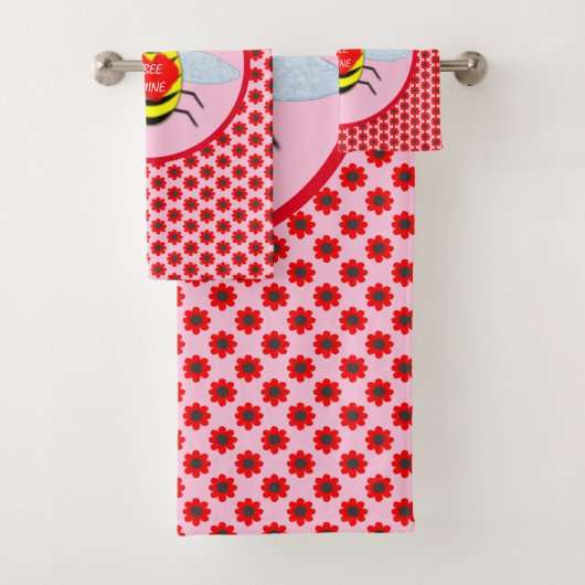 Cute Valentijnsdag Bee Bad Handdoek (Insitu)