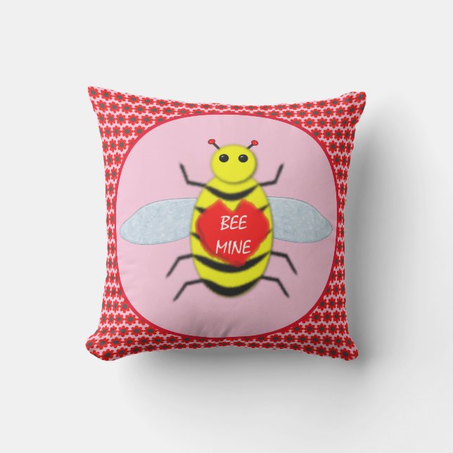 Cute Valentijnsdag Bee Buitenkussen (Voorkant)