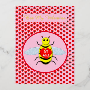 Cute Valentijnsdag Bee Custom Folie Feestdagen Briefkaart